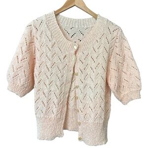 Vintage Crochet Knit Short Sleeve Sweater
